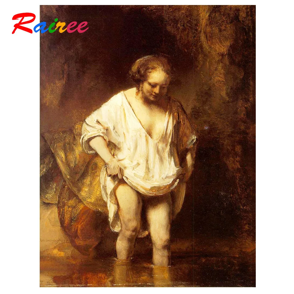 Классическая картина Rembrandt Женщина купается в потоке 5D сделай сам алмазная