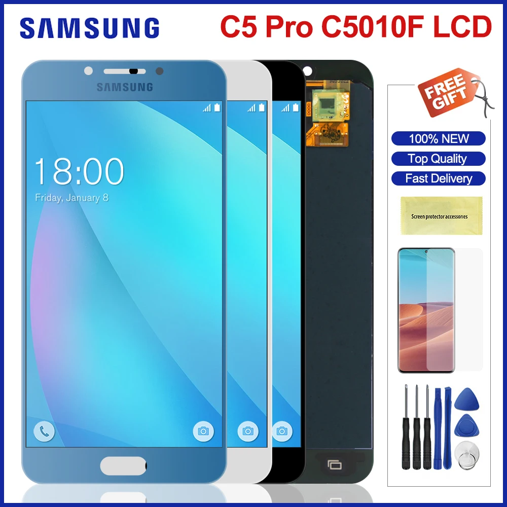 Оригинальный ЖК-экран для Samsung Galaxy C5Pro C5 Pro ЖК-дисплей сенсорный экран дигитайзер в