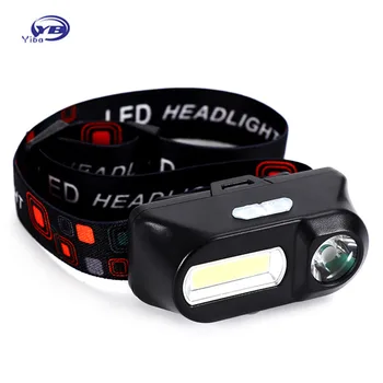 

LED Headlamp Q5+COB Double switch Portable mini heading light 3 modes built-in USB Rechargeable battery headlight night fishing