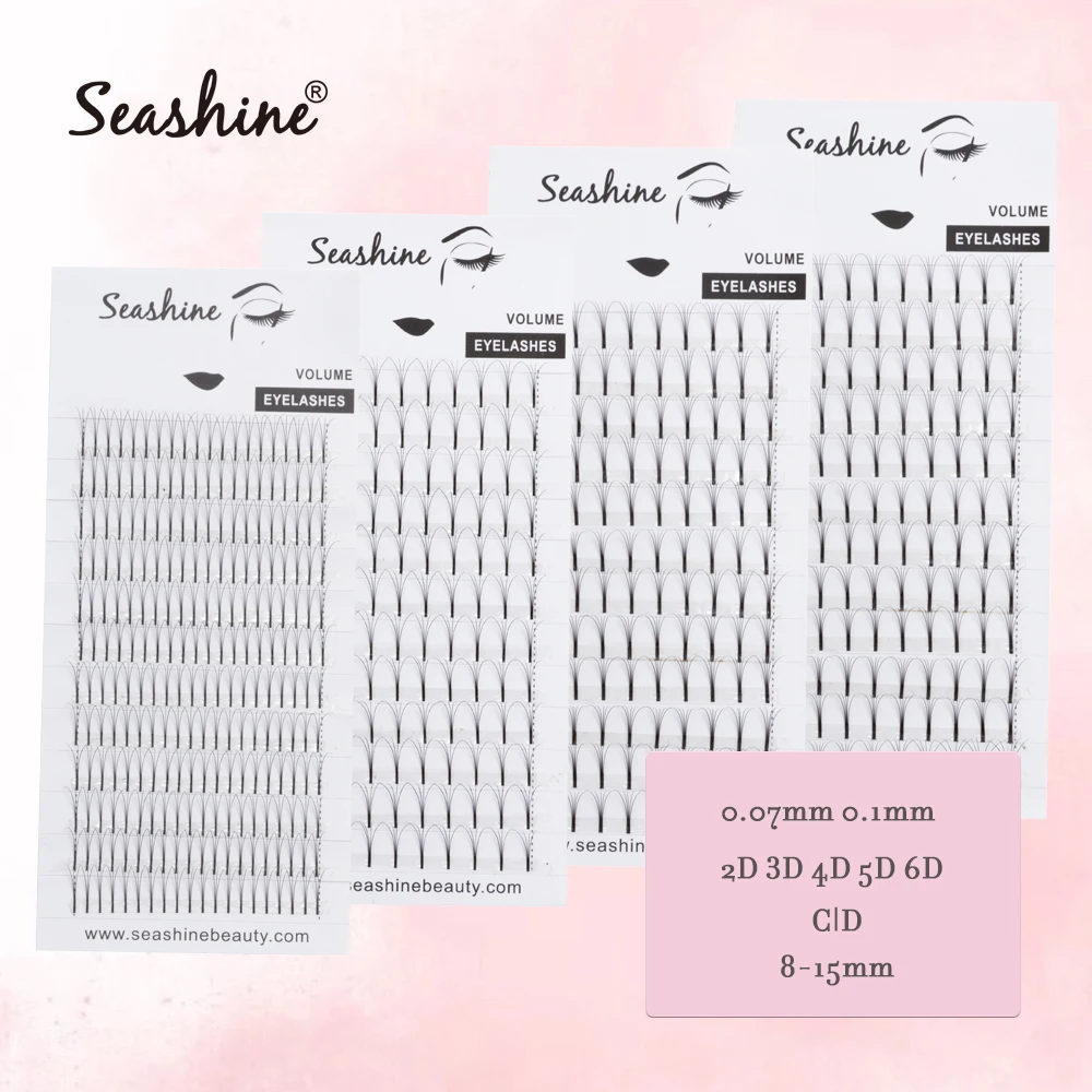 Seashine удлиненные Накладные ресницы с термоклеем 2D 3D 4D 5D 6D 7D 0,05 0,07 0,10 Premade Fans норковые ресницы с удлинением объема
