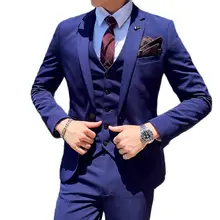 ( Jacket + Vest + Pants ) High-end Brand Groom Wedding Dress Mens White Formal Suit Solid Color Male Casual Business Suit Stage