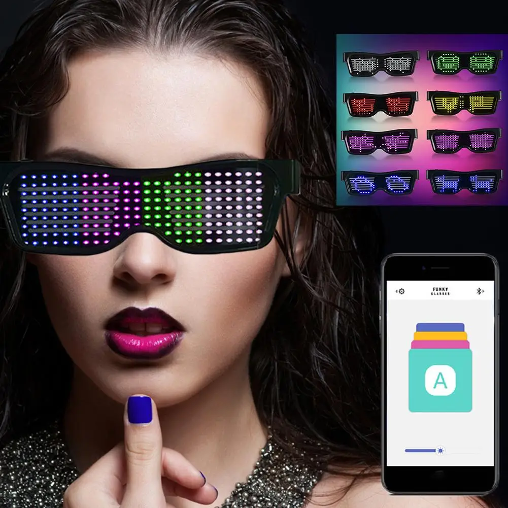 Светодиодные Очки Magic Flash для Хэллоуина вечеринки с управлением через Bluetooth