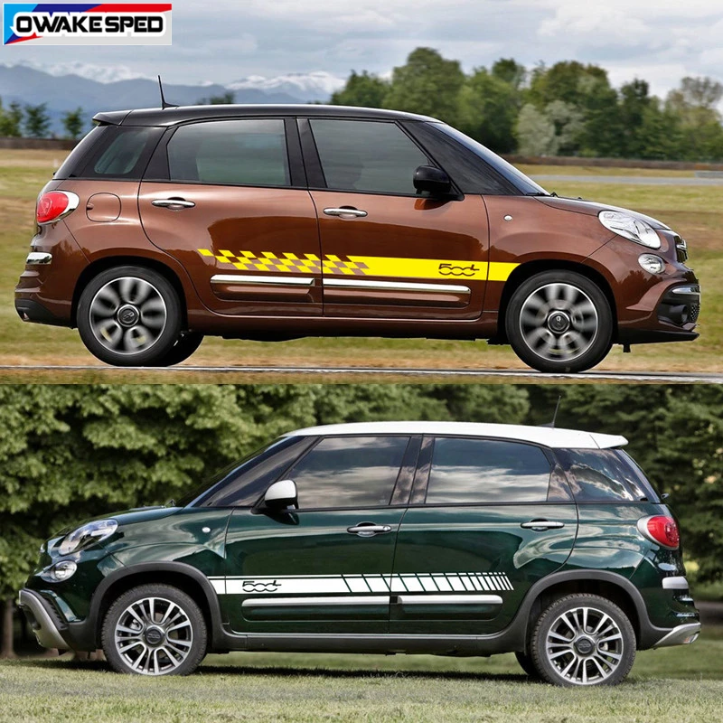 Car Door Side Skirt Stickers For-Fiat 500L Limited Edition Sport Stripes Auto Body Decor Vinyl Decals Exterior Accessories (1)