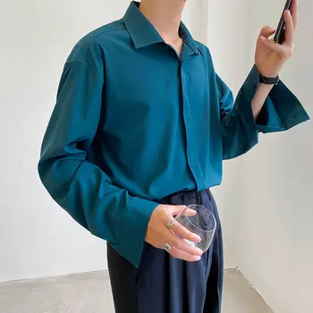 

2020 Spring And Summer New Youth Popular Korean Men's Solid Color Loose Long-sleeved Shirt Fashion Casual Single-breasted Shirt