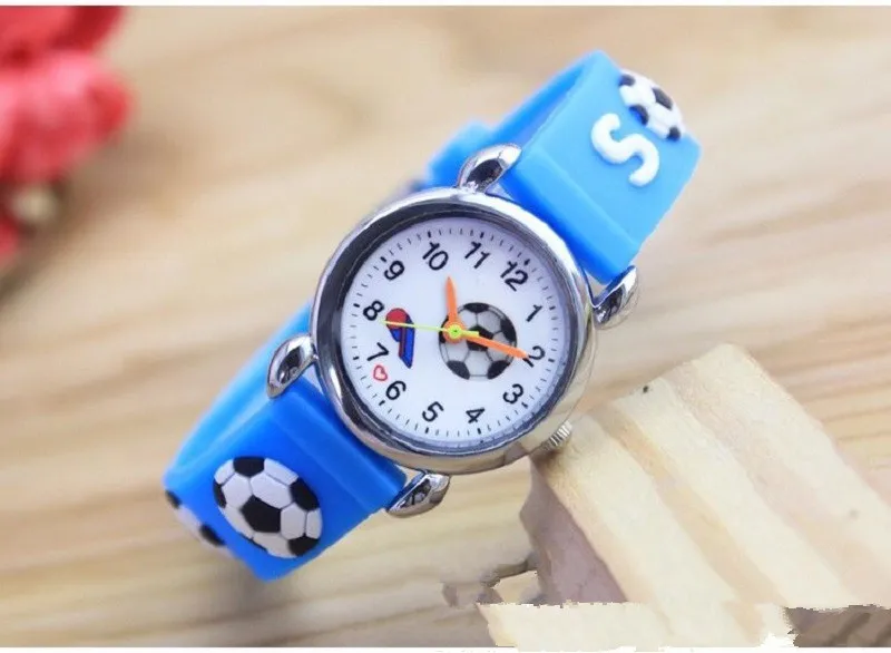 3D мультфильм Силиконовые Футбольные Детские часы для девочек мальчиков студентов часы Детские кварцевые наручные часы Relogio Kol Saati часы - Цвет: light blue