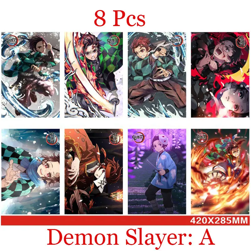 8 шт. аниме демон убийца Косплэй обои Kimetsu без Yaiba камадо Tanjirou Nezuko Agatsuma Zenitsu роль