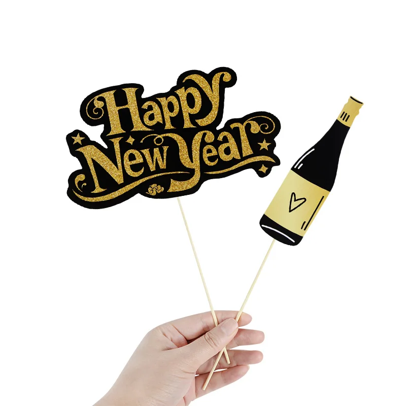 Happy New Year Decorations 2022 Christmas Balloons Decor Gold Black Disposable Tableware For Home New Year's Eve Party Ornaments