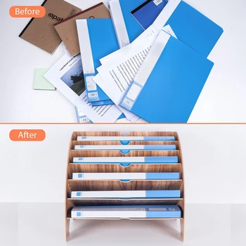 

Wooden File Organiser Office Desktop Stationery Expanding Filling Rack Tray Holder Organiser for A4 Paper, Letter, Magazine