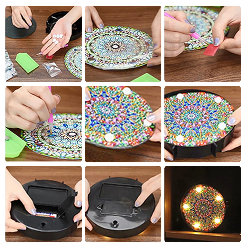AZQSD 5D DIY дерево светодиодный алмазная живопись красочная лампа полностью