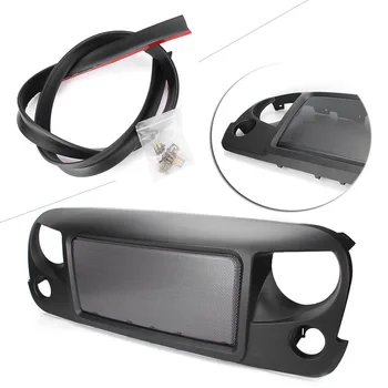 

Matt Black Car Front Grille Grill w/ Insert Kit For Jeep Wrangler JK 2007 2008 2009 2010 2011 2012 2013 2014 2015 2016 2017 2018