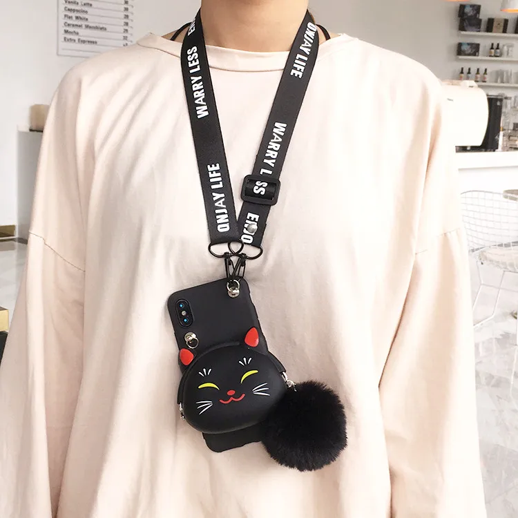 Чехол для iPhone 11 Pro Max Cute Fortune Cat, чехол на заднюю панель для iPhone X XS Max XR 6 7 8plus Maneki Neko Shell+ ремни