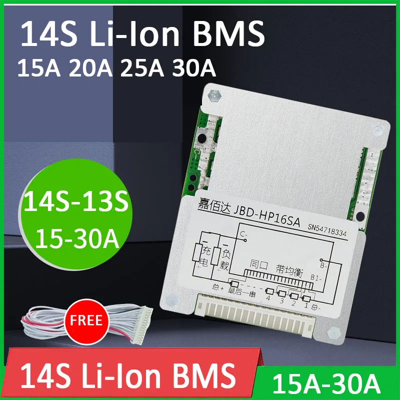 

BMS 14S 13S 48V 18650 Li-Ion Lithium Ion Battery Protection Board Balancer PCB Electric Scooter Ebike 15A 20A 25A 30A CELL