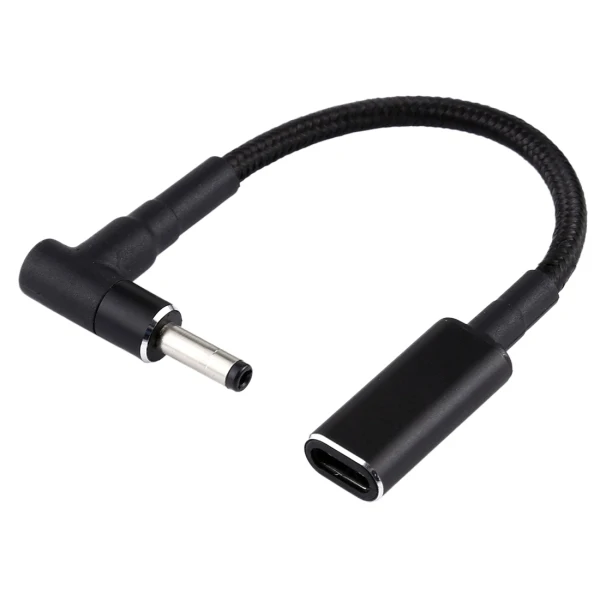 PD 100W 18.5-20V 4.0 x 1.7mm Elbow to USB-C/Type-C Adapter Nylon Braid Cable Connector Cable