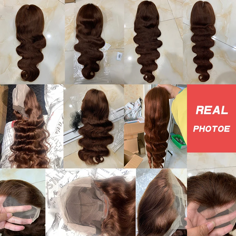 13X4 13x6 Transparent Lace Wig Brown Highlights Body Wave Human Hair 5x5 Lace Closure Chocolate Brown Front Wig Pre Plucked