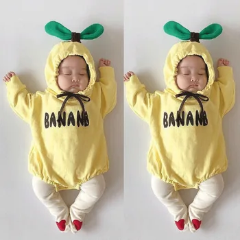 

Newborn Kid Baby Girl Boy Autumn Long Sleeve Letter Printed Banana Letter Print Outfit Jumpsuit Romper Clothes