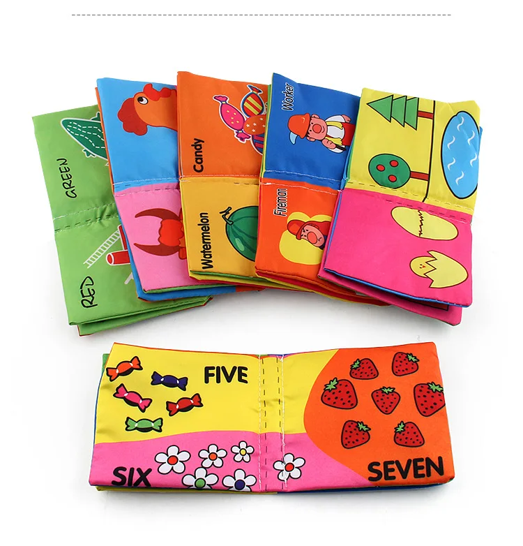 Детские Тканевые книги, красочные Развивающие тканевые кровати, обучающие игрушки для детей, визуальное раннее образование