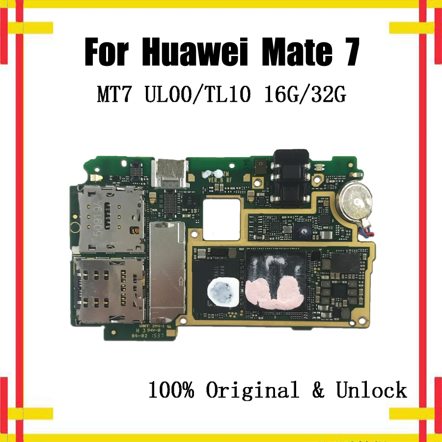 

Unlocked Motherboard For Huawei Mate 7 MT7-UL00/MT7-TL10 Original Logic Board 16G/32G With Chips