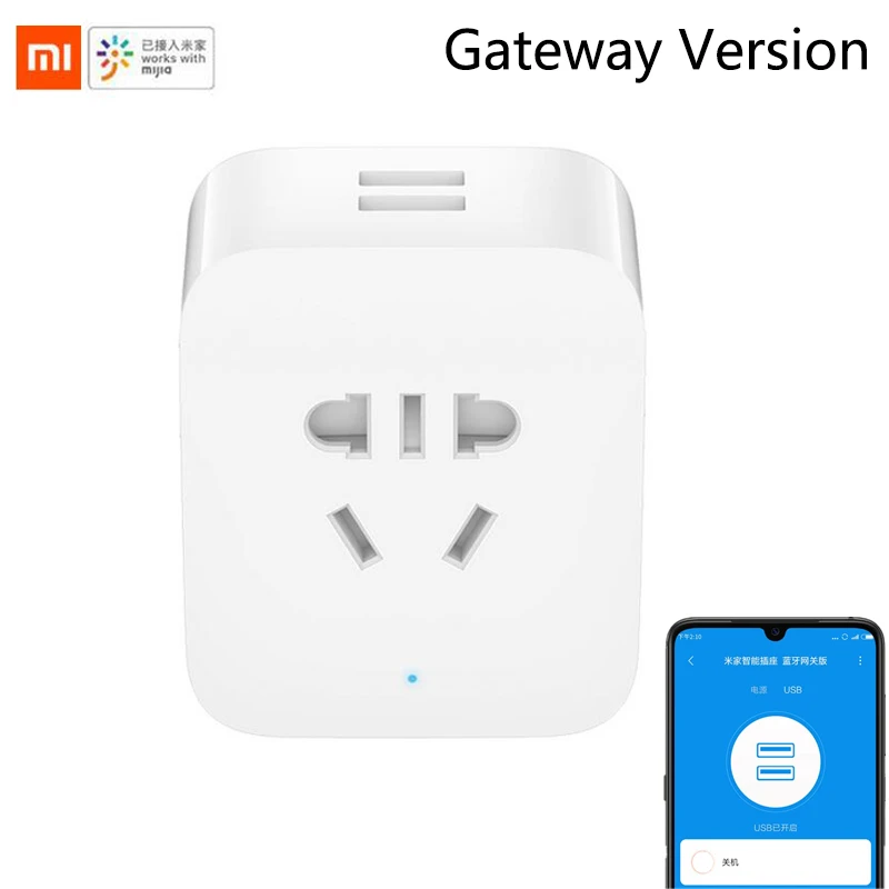 Оригинальный Xiaomi Mijia умная розетка Bluetooth шлюз издание двойной USB Смарт wifi адаптер