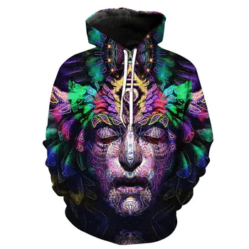 

CNUUIKOOEK Sweatshirts Men's 3D Purple Witch Printed Hooded Pocket Pullover Hoody Fashion Hooded Men's Hoodies
