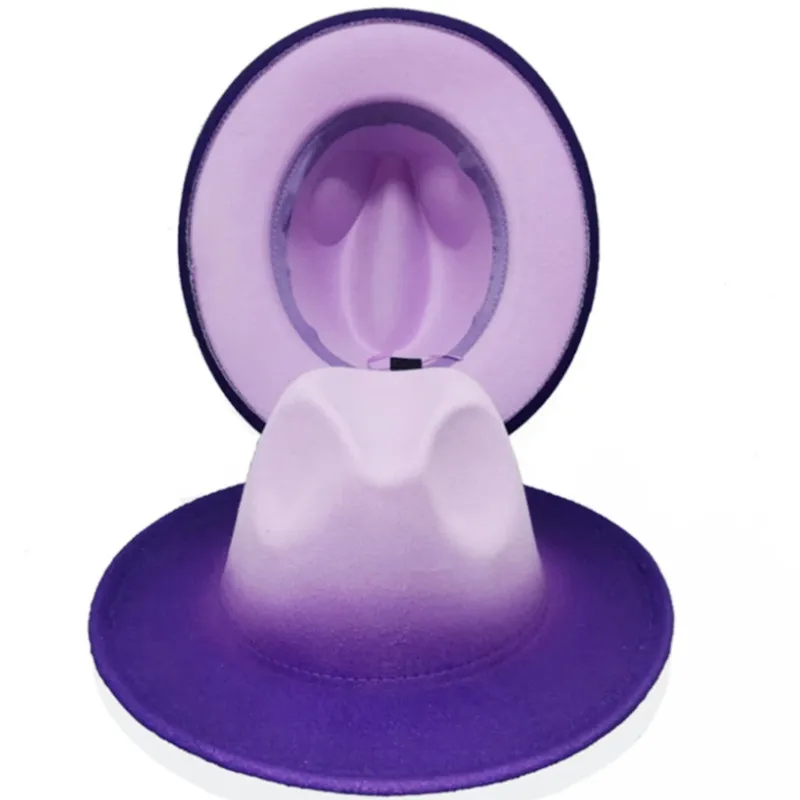 

Новейшая фетровая шляпа с градиентом, модная шляпа, женская фетровая шляпа, разноцветная джазовая шляпа, фетровая шляпа, женская шляпа