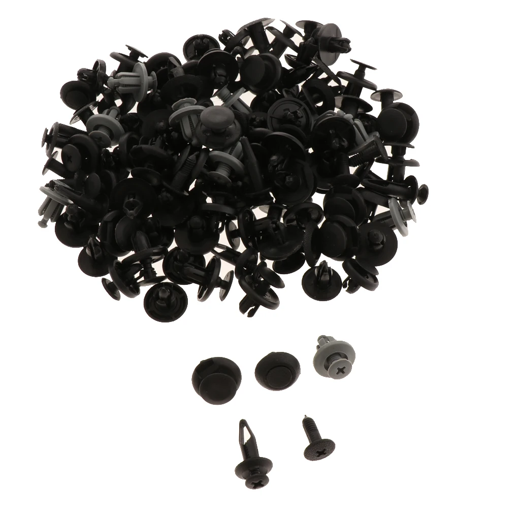 Pack - 100 Nylon Bumper Fastener Rivet Clips Automotive Furniture Assembly Expansion Screws Kit Auto Body Clips