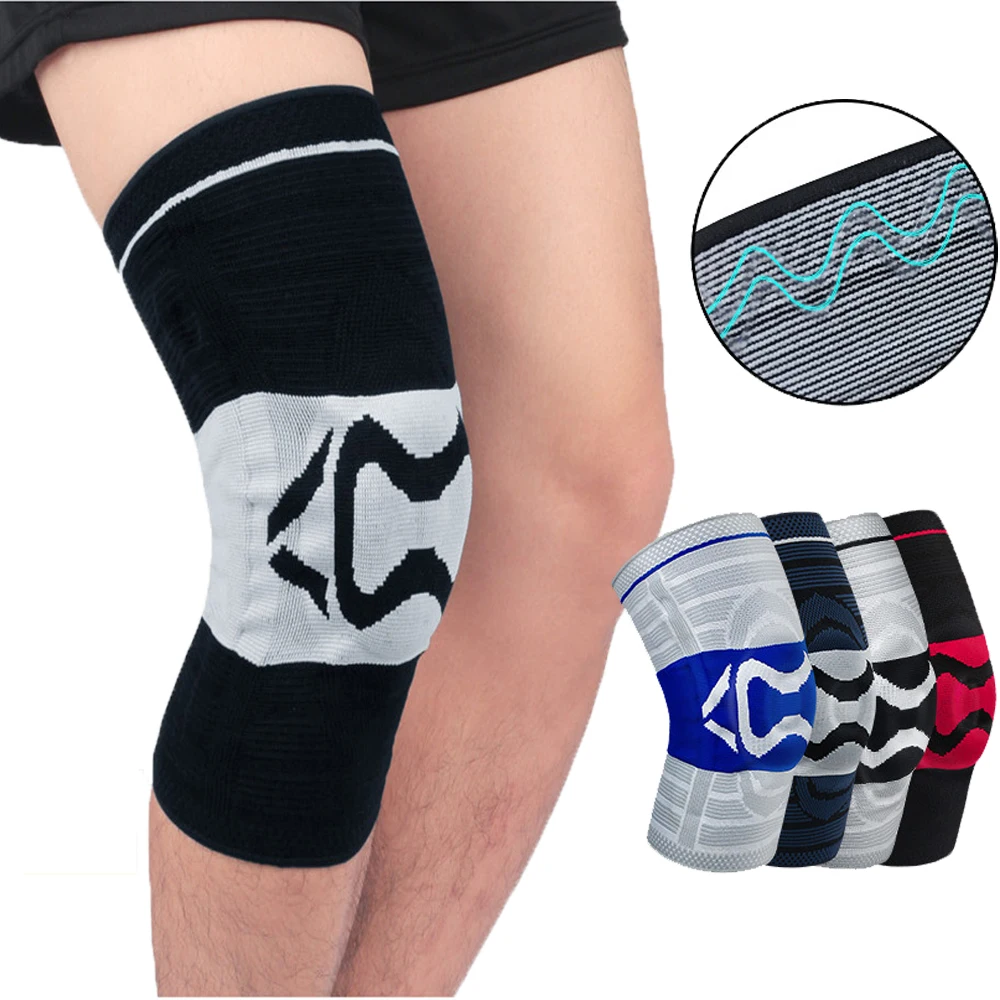 

1pc Knee Brace Strap Patella Medial Support Strong Meniscus Silicone Compression Protection Sport Knee Pads Running Basketball