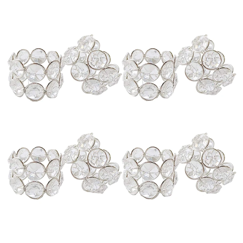 

8 Pack Napkin Rings with Crystals for Place Setting, Dining Table, Dinner Party, Wedding, Reception, Holiday, Christmas, Thanksg
