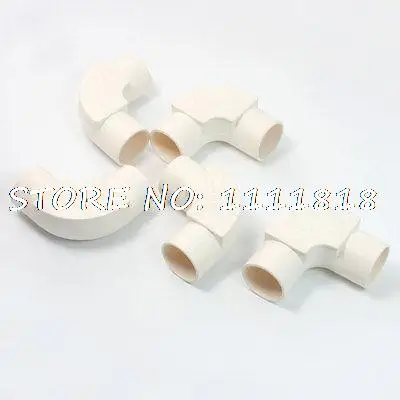 

5 x White PVC Drainage Pipe Adapter Elbow Connectors 25mm Diameter w Cover