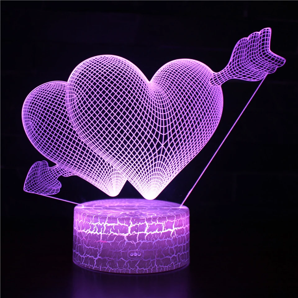 dinosaur night light Romantic Love Led Table Lamp Heart-Shaped Night Lights Home Room Decor Desk Lamp Birthday Present Valentines Day Lovers Gift led night light