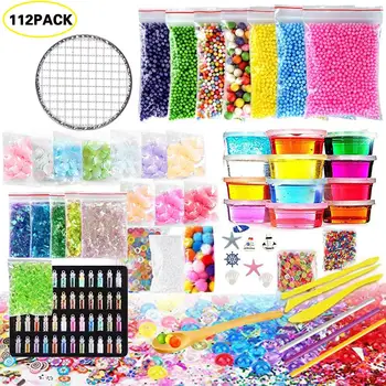 

For Slime Making Kit Colorful Foam Ball Granules Flat Beads Gold Powder Candy Paper Polymer Clay Set Children's DIY Material