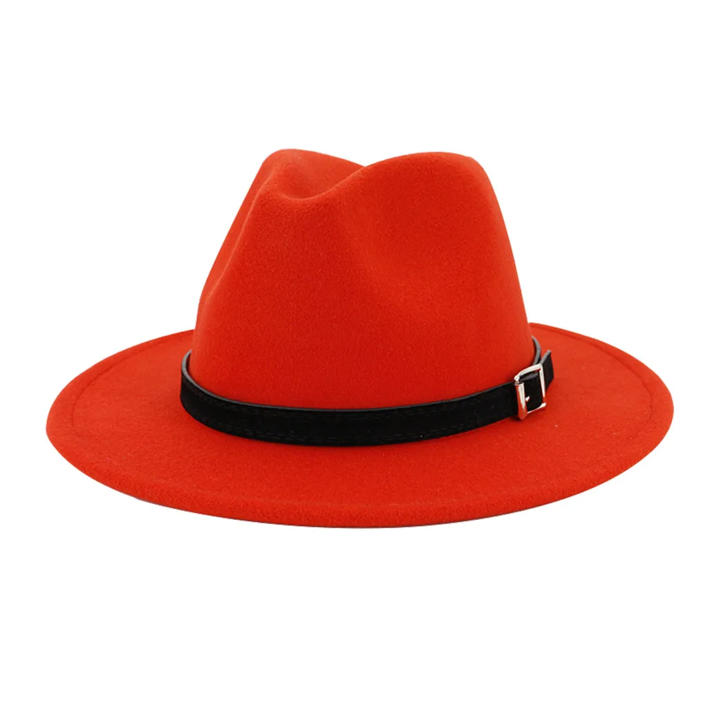 Новая мода унисекс кепки сомбреро Винтаж широкая шляпа с пряжкой на ремне регулируемые Outback для мужчин и женщин шляпы Mulheres chapeus - Цвет: Orange