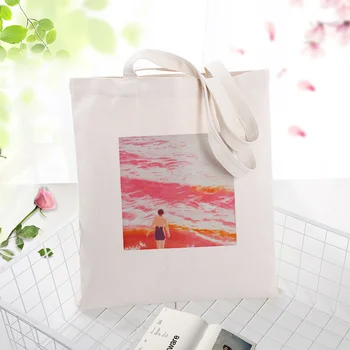 

Pink series Canvas Tote Bag Shopping Bag Custom Print Logo Text DIY Daily Use Eco Ecologicas Handbag Reusable Recycle