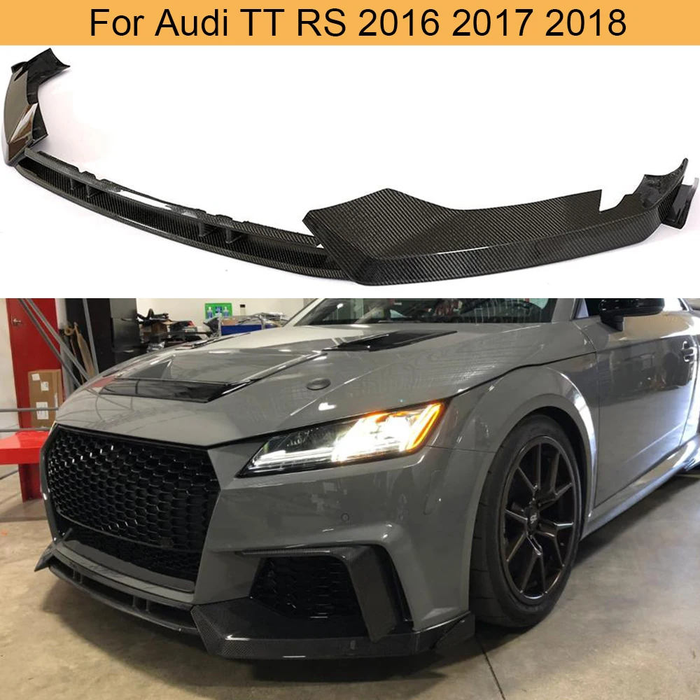 

Car Front Bumper Lip Splitters For Audi TT RS 2016 2017 2018 Carbon Fiber Front Bumper Lip Spoiler Splitters 3 PCS/SET