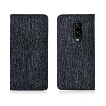

Luxury Bark Pattern Genuine Leather Magnetic Flip Phone Case For OnePlus 6T/OnePlus 6 Phone Cover Card Slot Holder Coque Capa