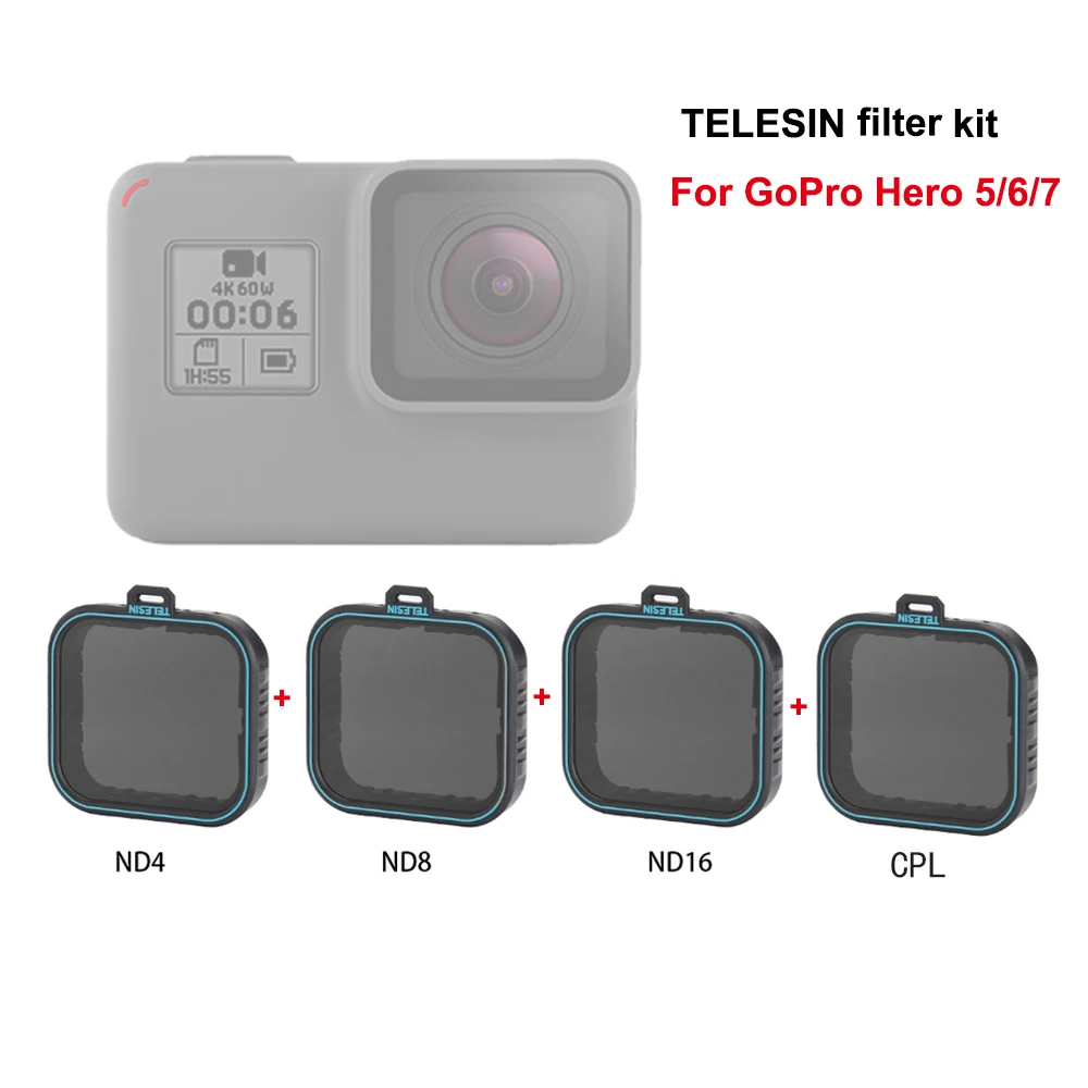 

TELESIN CPL ND 4 8 16 Filter set For Gopro hero 7 6 5 Hero7 hero6 hero5 filtre kit filtro polarizing filter for go pro camera