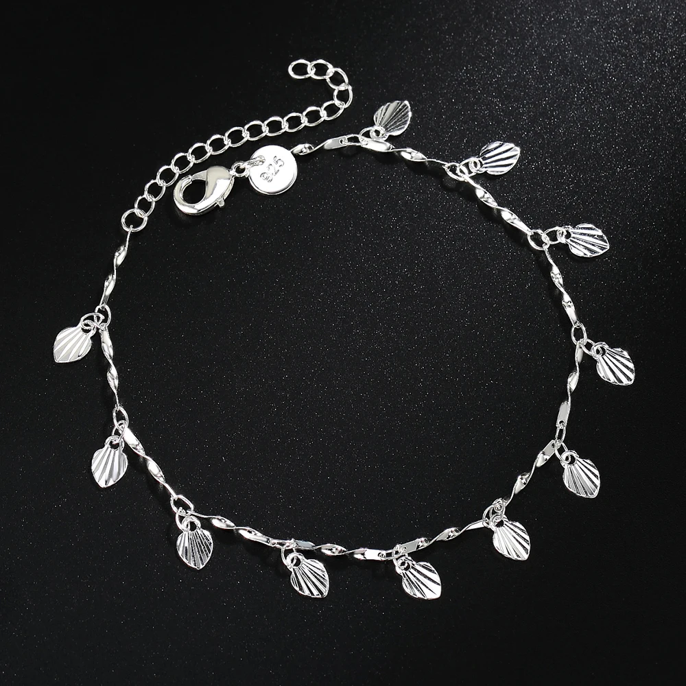Большая рекламная акция, красивый серебряный браслет-цепочка с листьями, Модный очаровательный браслет на ногу, свадебные милые женские вечерние браслеты, подарок LH036