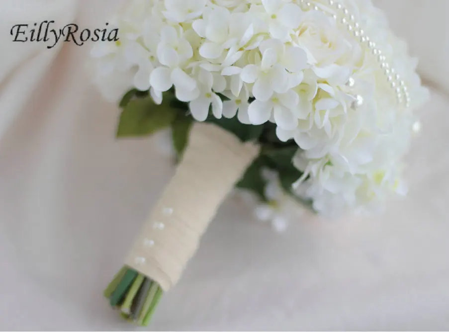 Elegant Cream White Bridal Bouquet Wedding Flowers Pearls Round Simple Beautiful Fake Flowers for Bridesmaid Wedding Accessories