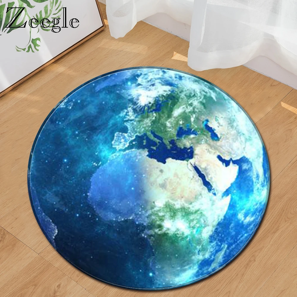 Zeegle Round Carpet Polyester Carpet for Living Room Home Drcoration Soft Foot Mat Anti-slip Hallway Rug Water Absorption Mat