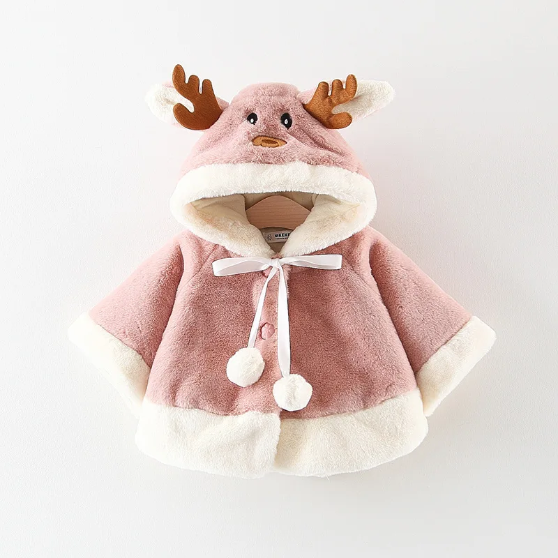 Baby Girl Christmas Warm Jacket Toddler Boy Clothes Winter Hooded Animal Cloak Coat Infant Velour Fabric Outwear 3-24M Coats (3)