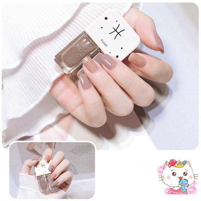 Nail Polish Set Two Bottles Glitter Scrub Can Tear No-bake Women Girl Cute Nail Polish Quick Drying Manicure Tools