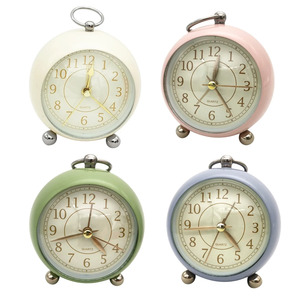 Alarm Clock Home Decor Bedside Desk Clock Vintage Silent Mute Quartz Analog Battery Operated Non-Ticking for Kids Bedroom