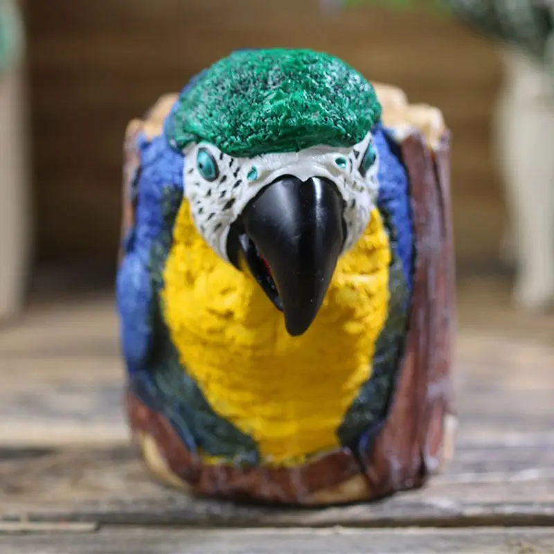 

Cartoon Parrot Shape Pen Holder Brush Pot Desk Organizer Stationery Storage Box