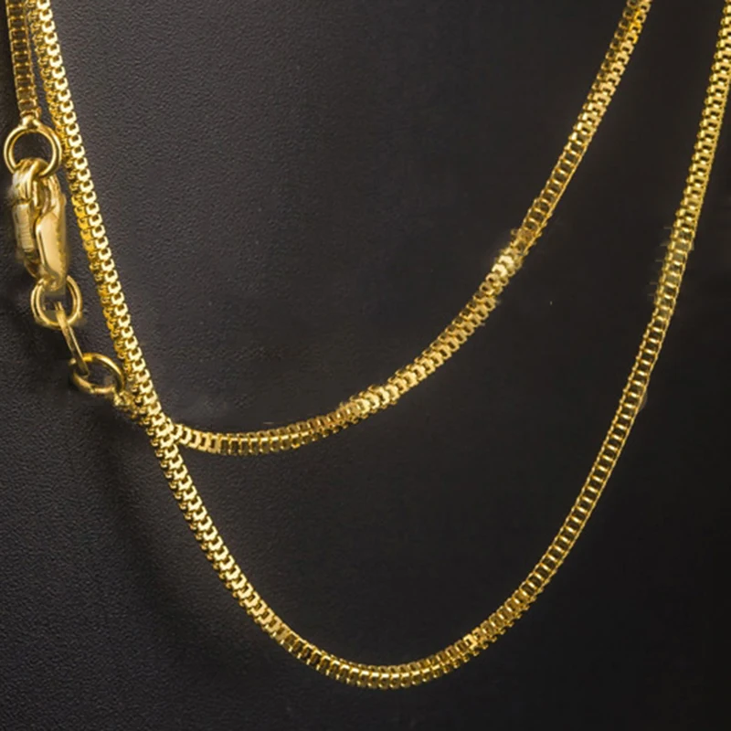 Real 18K Yellow Gold Milan Box Chain 