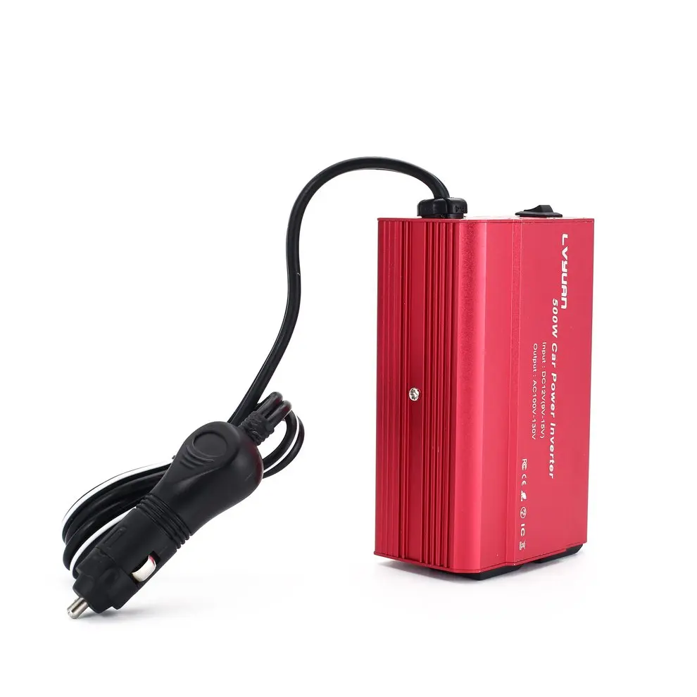 500W Преобразователь мощности DC 12V в AC 100-130V Автомобильное зарядное устройство с 4.2A 2 usb порта Автомобильный адаптер питания-красный