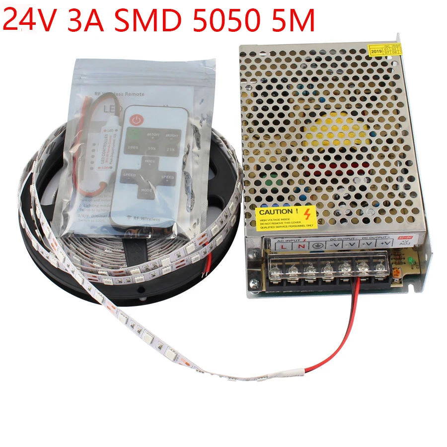 Трансформатор освещения 220V 24V источник питания 12V Светодиодный драйвер 12 v 24V импульсный адаптер питания для 24V светодиодный SMD 2835 5050 IP20 - Цвет: 24V 3A SMD 5050 5M