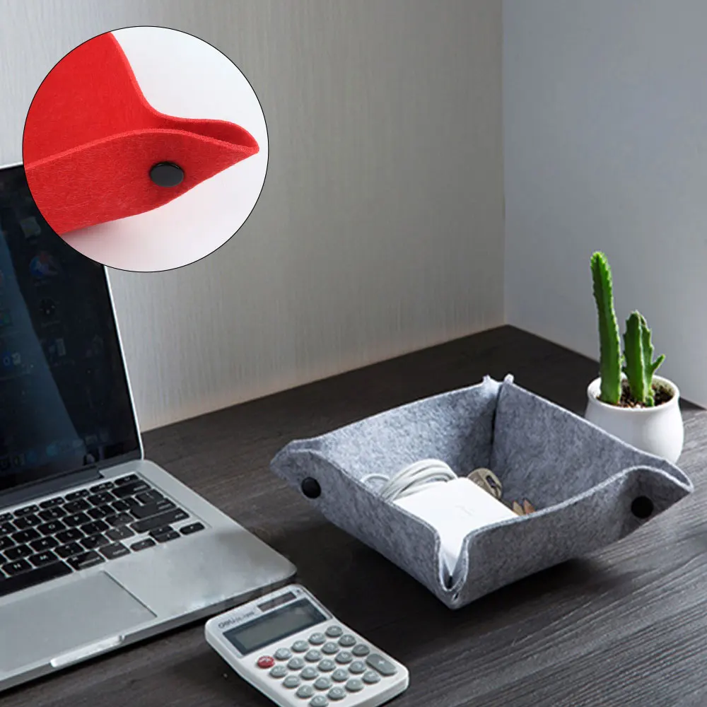 Fabric Felt Desktop Sundries Storage Tray Wearable and Durable Foldable use for Office Livingroom Coffee Table Storage Items