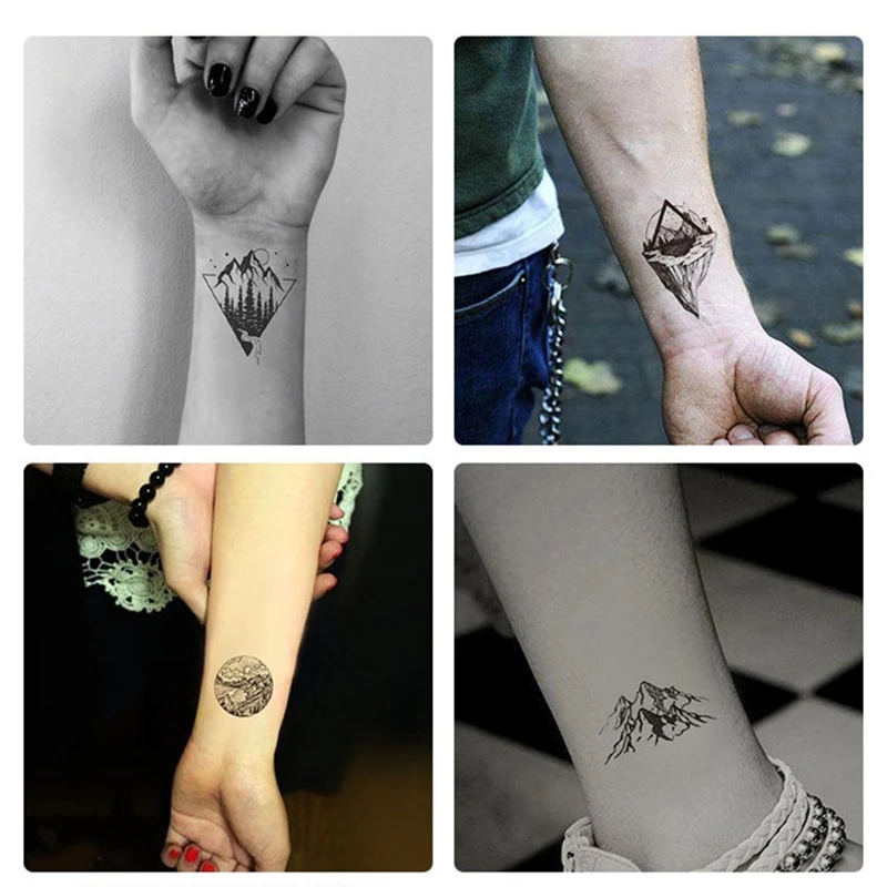Tattoo Stickers 5Pcs/Set Temporary Black Mountain Forest Pattern Waterproof Disposable Body Art Makeup tatouage temporaire tattoo sticker temporary tattoos makeup stickers
