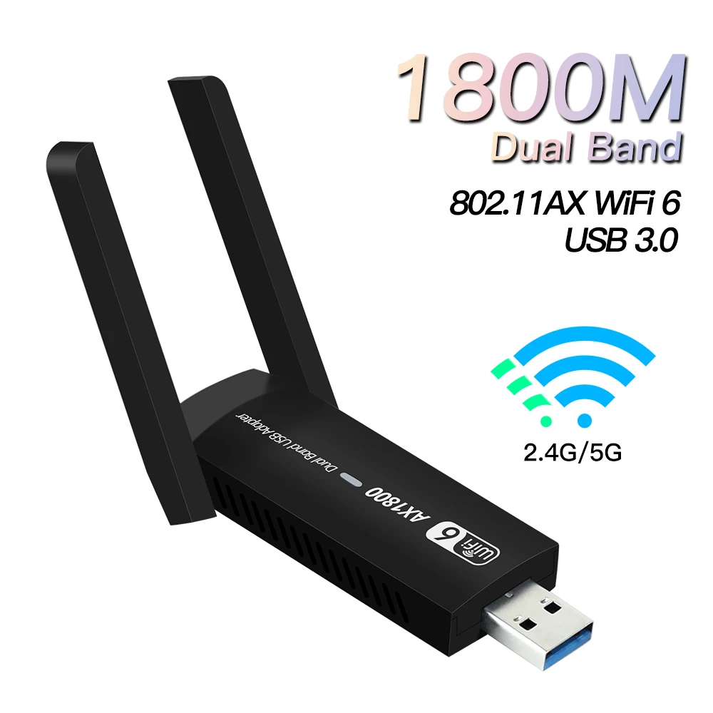 Adaptor de rețea USB WiFi Dual Band de 1800 Mbps, dongle wireless 802.11ax, pentru laptop/PC, Windows 7/10/11_voghion.com
