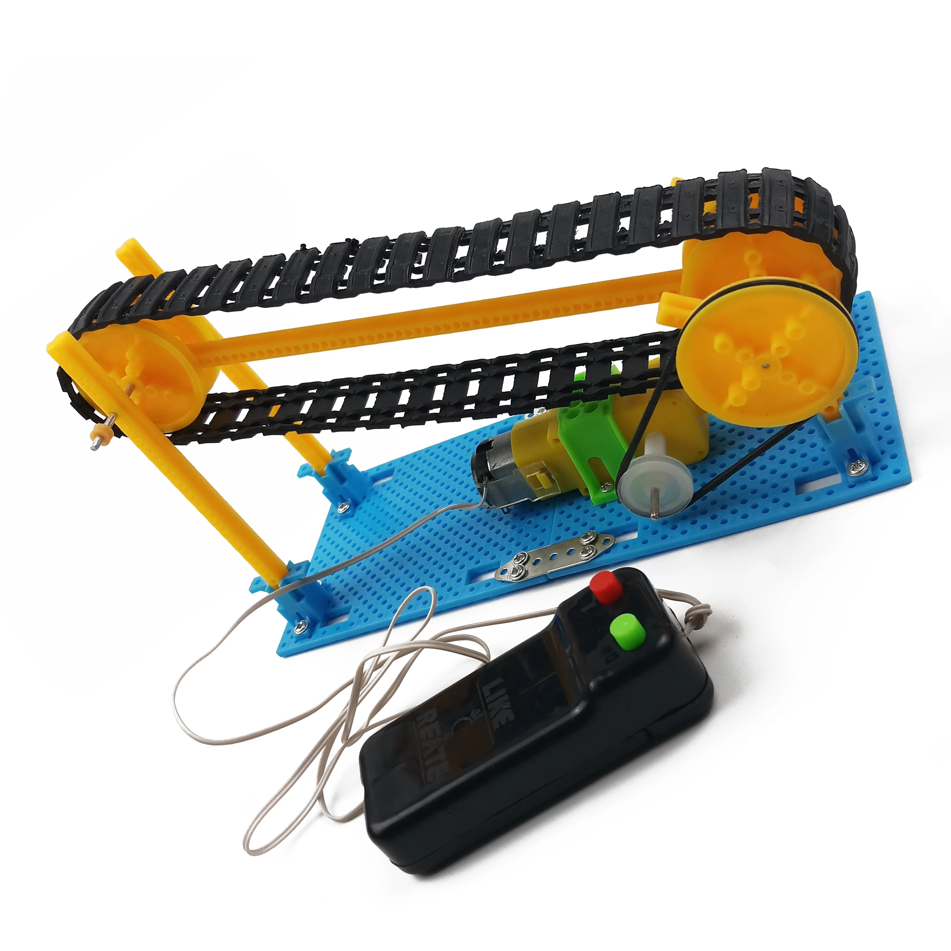 DIY Wire Control Wooden Electric Conveyor Transporter Belt Model Steam Toy Physics Science Education Toy Assembled Materials Kit afbeelding