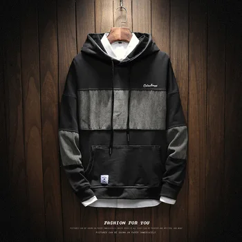 

Uyukfall 2019 S New Line Of Loose Fitting Spliced Contort Colored Hoodie Go With The Casual Trend Harajuku Streetwear